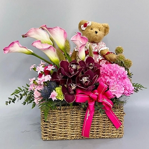 MD1823 粉色馬蹄蓮 紅色惠蘭 粉紫康乃馨  (Sold Out)